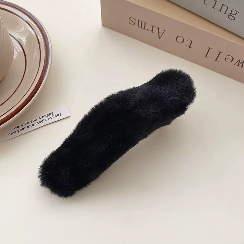 Korean Faux Fur Hair Clip New Grip Clip Winter Duckbill Large Hairpins Hair Pins Women Girls