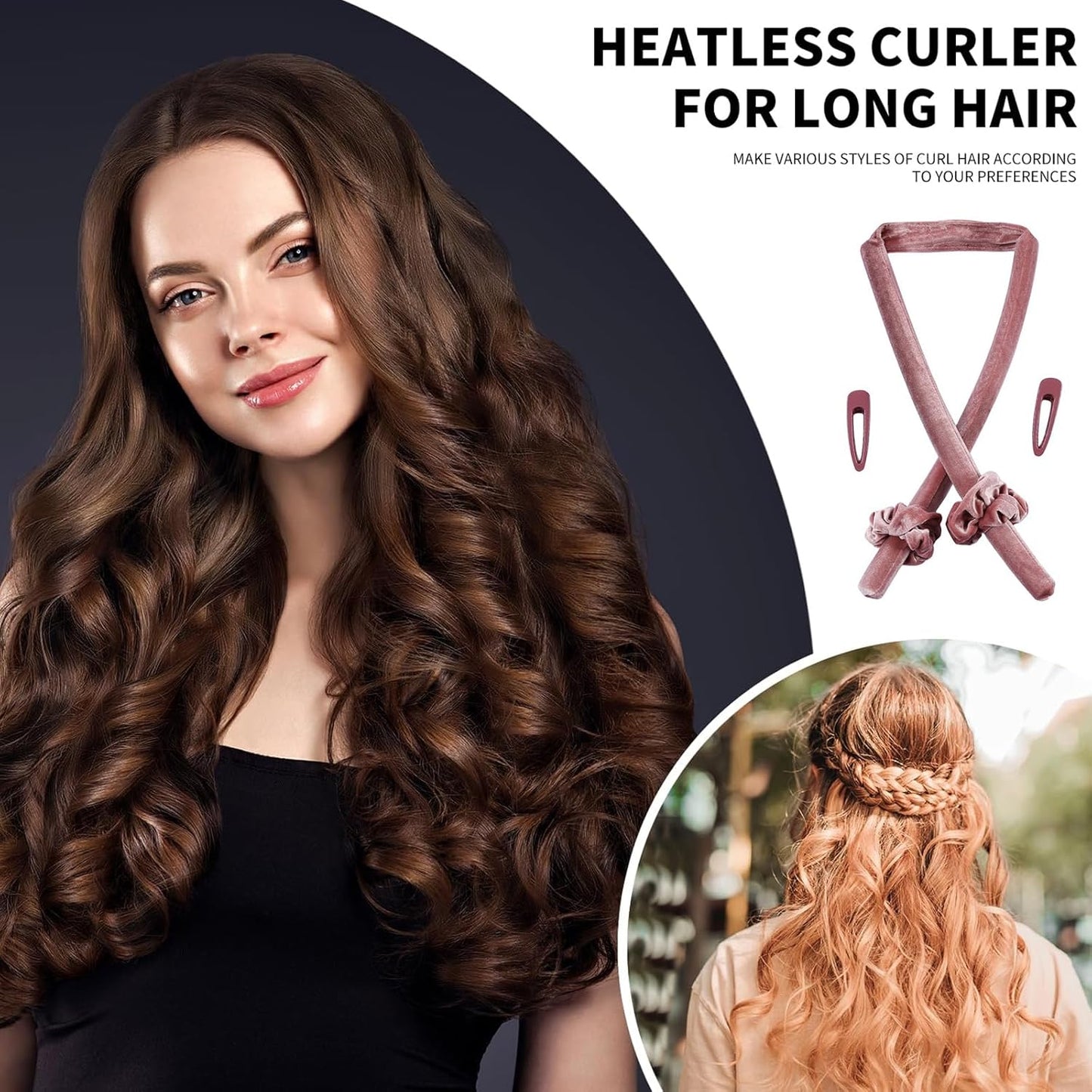 Bigoudi, Rouleau À Cheveux Sans Chaleur, Heatless Hair Curlers Velours Rouleau Cheveux Curling Rod Headband Bigoudi De Sommeil Doux, Pour Cheveux Longs Et Moyens Coiffure Bricolage (Rose)