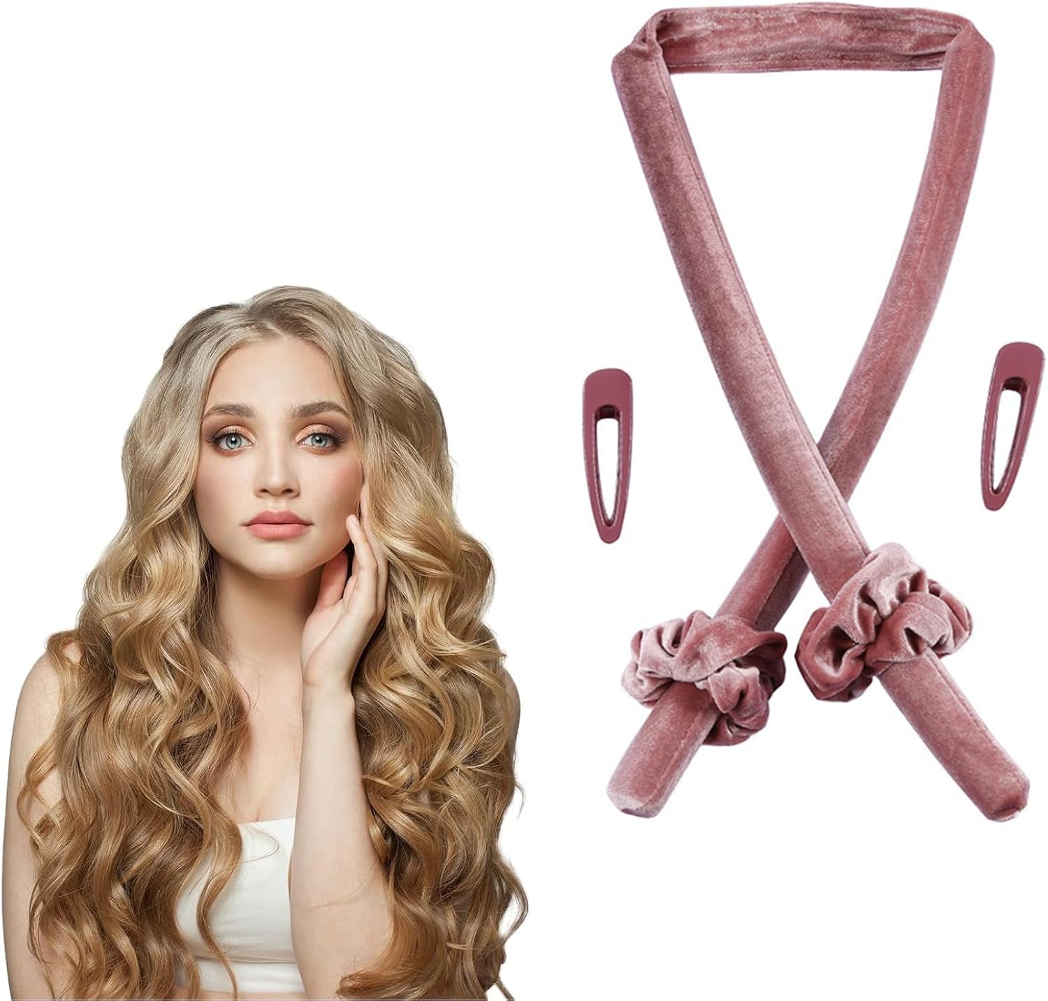 Bigoudi, Rouleau À Cheveux Sans Chaleur, Heatless Hair Curlers Velours Rouleau Cheveux Curling Rod Headband Bigoudi De Sommeil Doux, Pour Cheveux Longs Et Moyens Coiffure Bricolage (Rose)