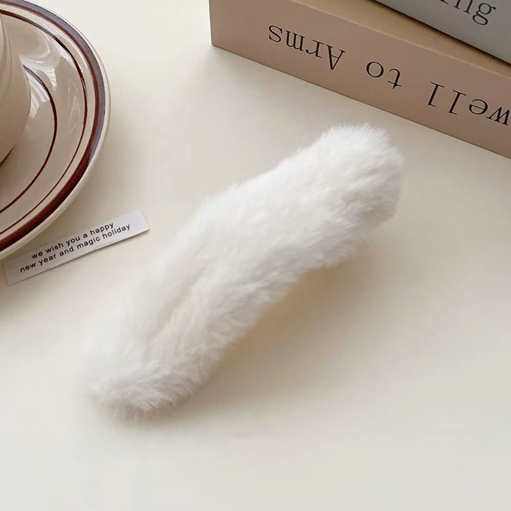 Korean Faux Fur Hair Clip New Grip Clip Winter Duckbill Large Hairpins Hair Pins Women Girls